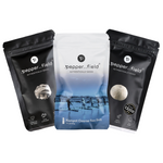 2+1: black and white Kampot  pepper, coarse-grained Kampot salt