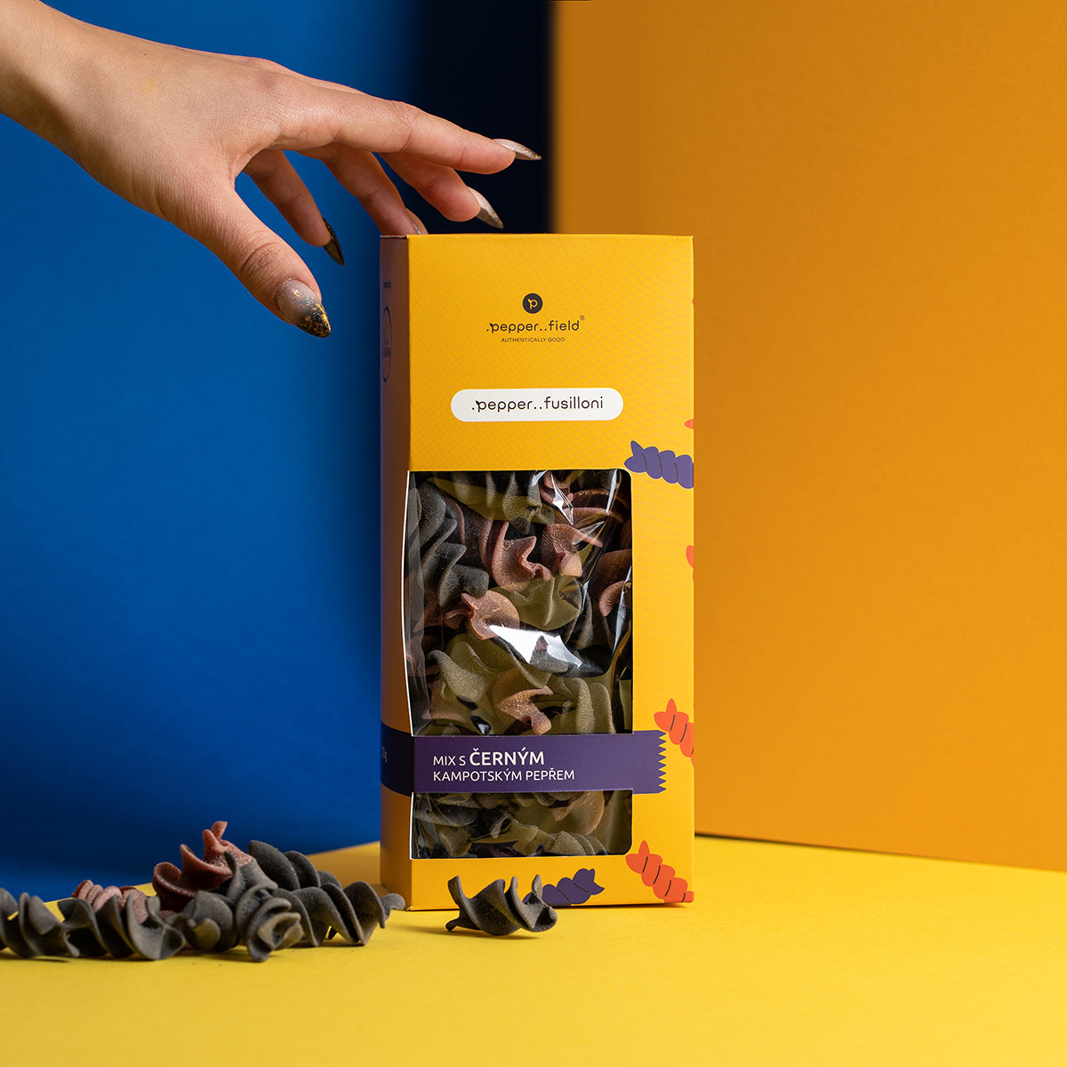 Pasta .pepper..fusilloni mix with black Kampot  pepper 