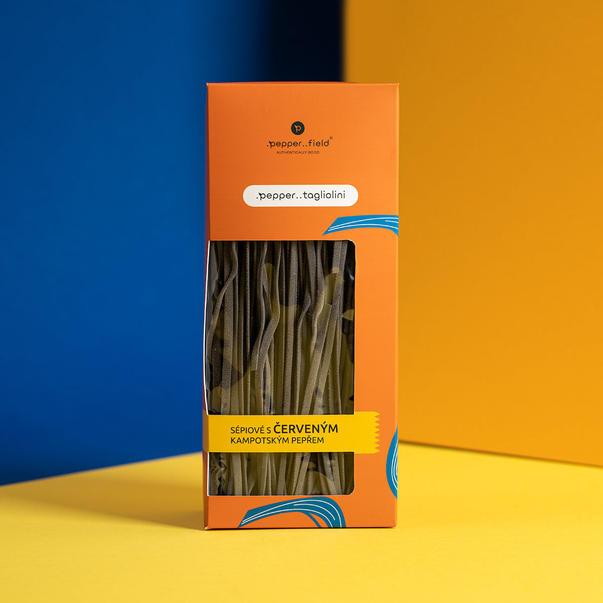 Cuttlefish pasta .pepper..tagliolini with red Kampot  pepper 