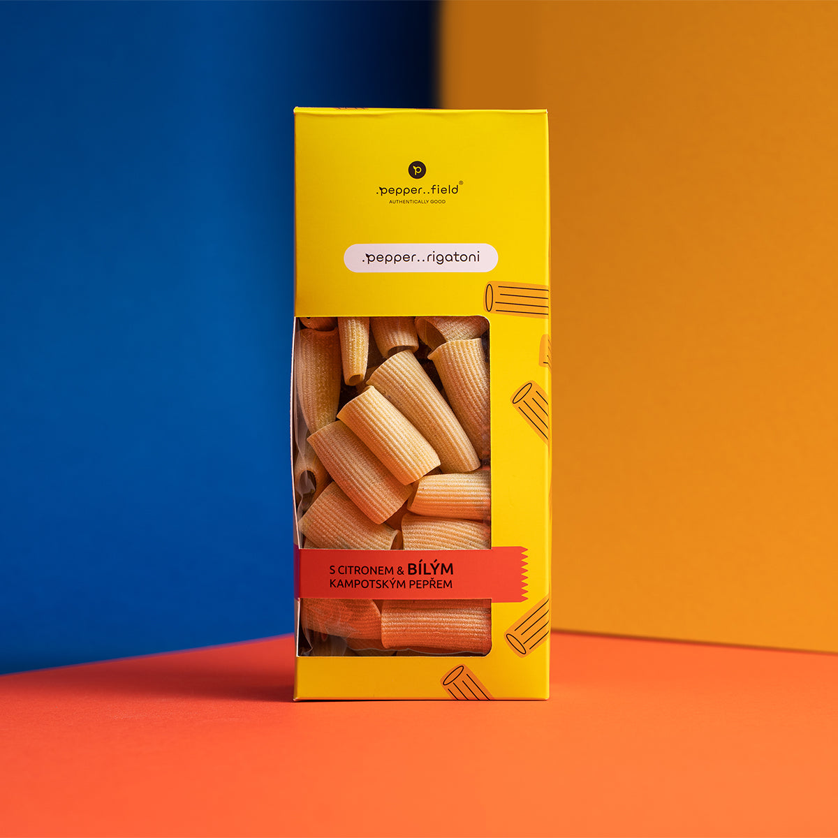 Pasta .pepper..rigatoni with lemon and white Kampot  pepper 