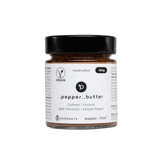 Cashew butter with coconut, dark chocolate and Kampot pepper (150g)