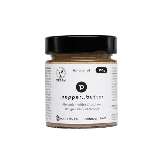 Almond butter with white chocolate, mango and Kampot pepper (150g)