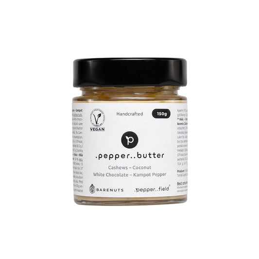Cashew butter with coconut, white chocolate and Kampot pepper (150g)