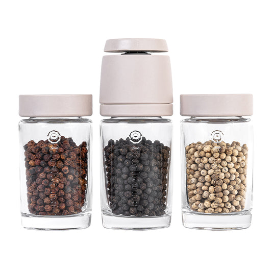 CrushGrind pepper grinder with 2 glass containers and 3x50g pepper