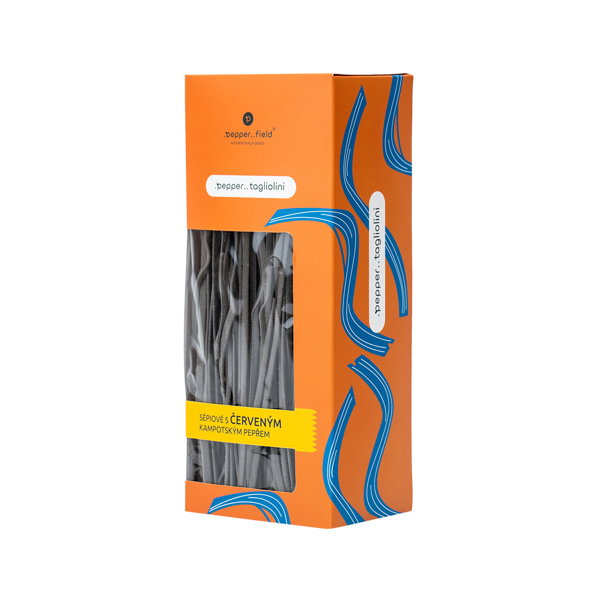 Cuttlefish pasta .pepper..tagliolini with red Kampot  pepper 